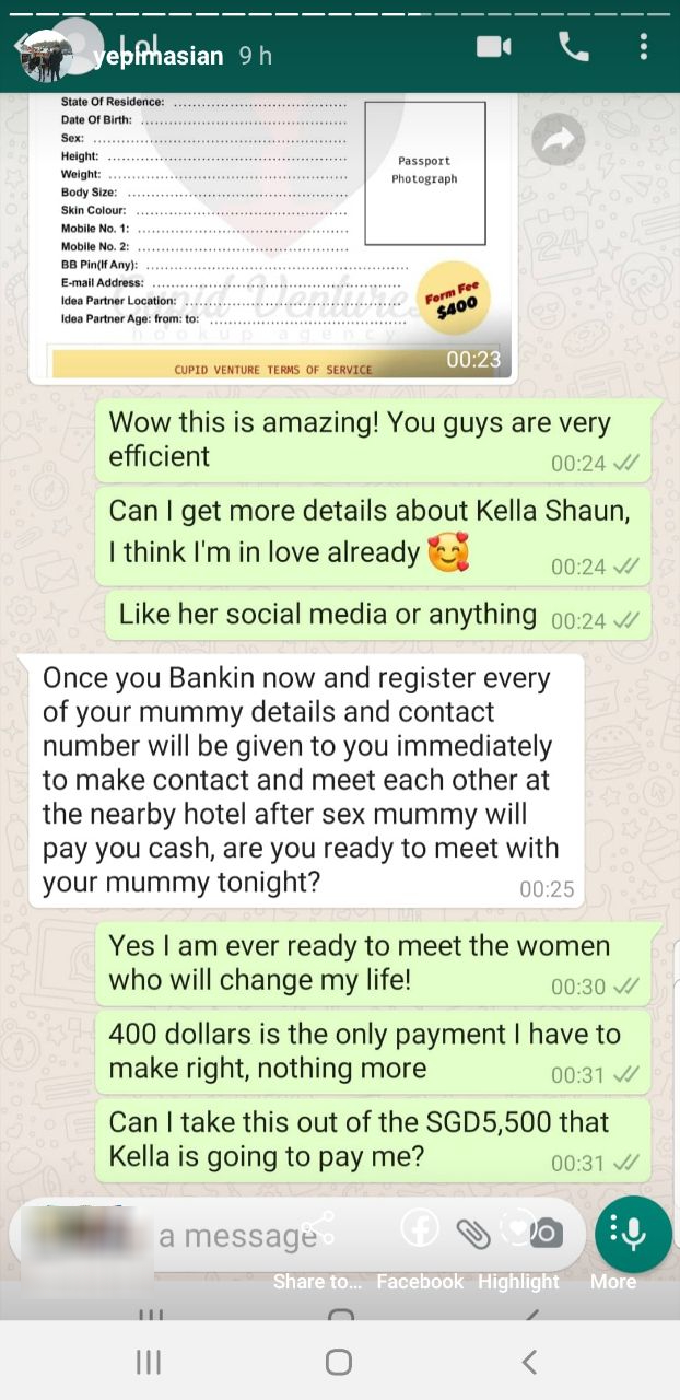 Man trolls 'sugar mummy' scammer who offered up to 7k a week